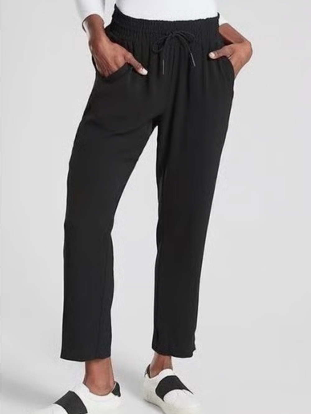 Athleta Metropolis Straight Leg Pants Black Size 6 Ankle Zip - Picture 1 of 6